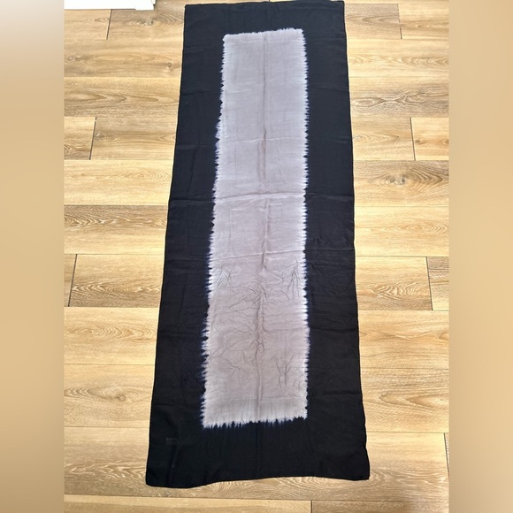 Silk Black + Gray Ombre Hand-dyed Scarf, Hand Rolled Edges - Picture 2 of 4